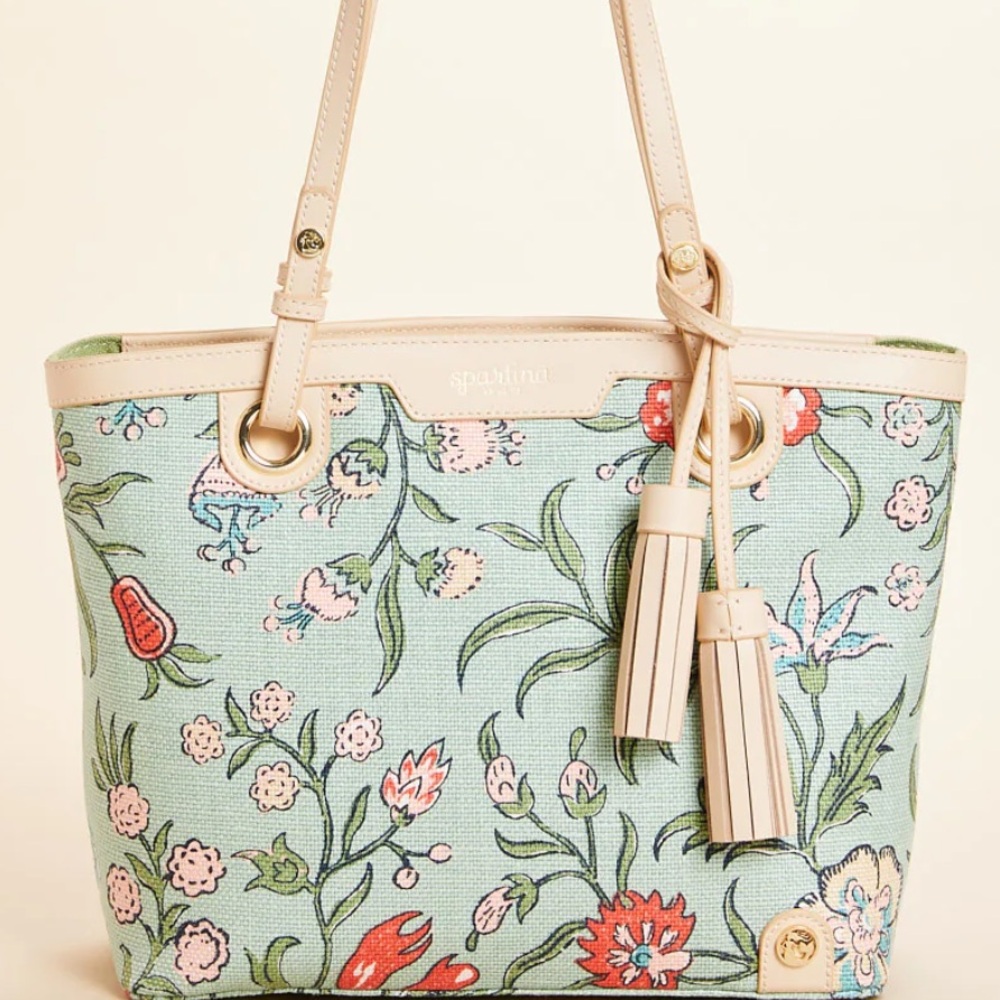 Spartina 449 Floral Tote in Mint Green and Blush